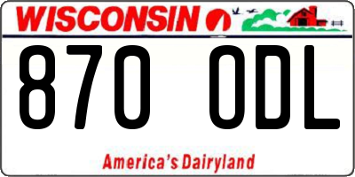 WI license plate 870ODL