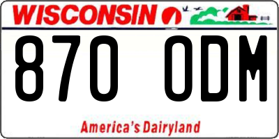 WI license plate 870ODM