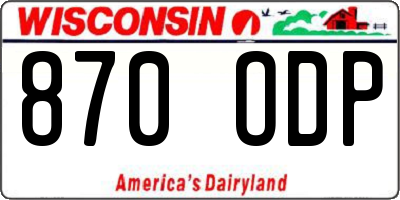 WI license plate 870ODP