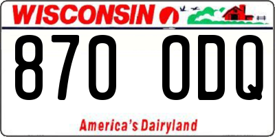 WI license plate 870ODQ