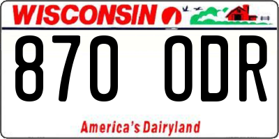 WI license plate 870ODR