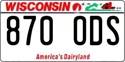 WI license plate 870ODS