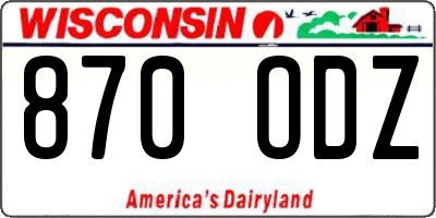 WI license plate 870ODZ