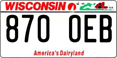 WI license plate 870OEB