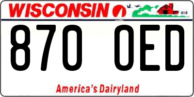 WI license plate 870OED