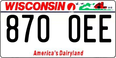 WI license plate 870OEE