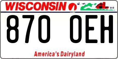 WI license plate 870OEH