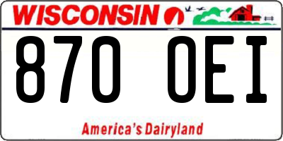 WI license plate 870OEI