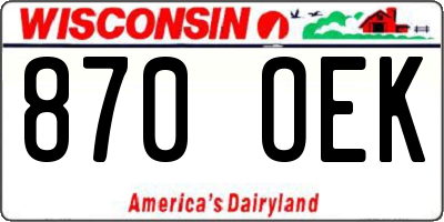 WI license plate 870OEK