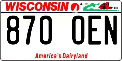 WI license plate 870OEN
