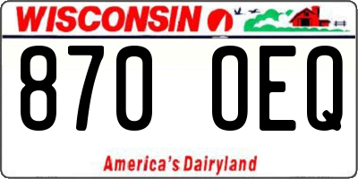 WI license plate 870OEQ