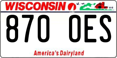 WI license plate 870OES
