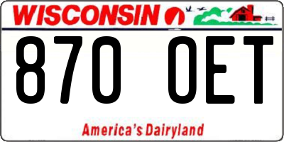 WI license plate 870OET