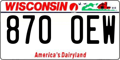 WI license plate 870OEW