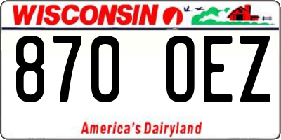 WI license plate 870OEZ
