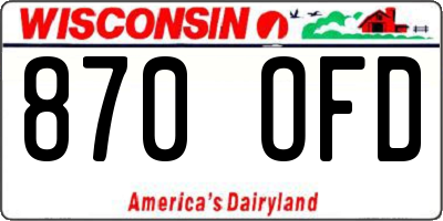 WI license plate 870OFD