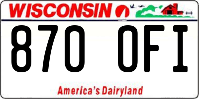 WI license plate 870OFI