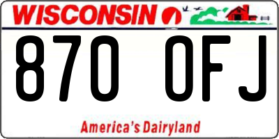 WI license plate 870OFJ