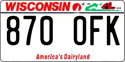WI license plate 870OFK