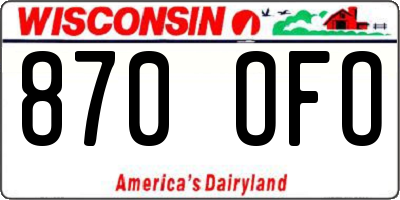 WI license plate 870OFO