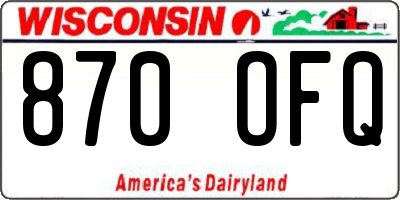 WI license plate 870OFQ