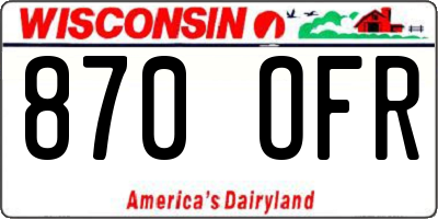 WI license plate 870OFR
