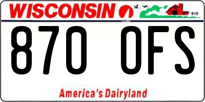 WI license plate 870OFS
