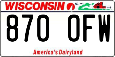 WI license plate 870OFW