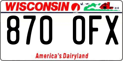 WI license plate 870OFX