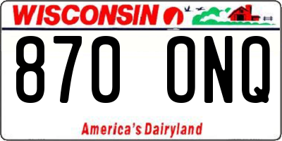 WI license plate 870ONQ