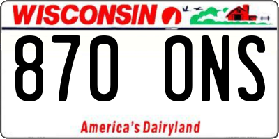 WI license plate 870ONS