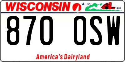 WI license plate 870OSW