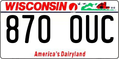 WI license plate 870OUC