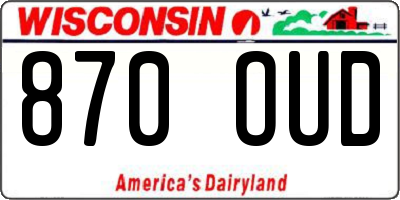 WI license plate 870OUD
