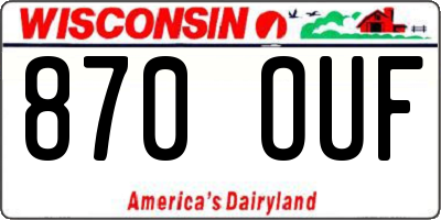 WI license plate 870OUF