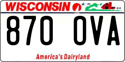 WI license plate 870OVA