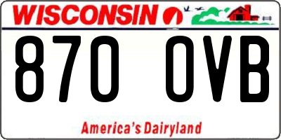 WI license plate 870OVB