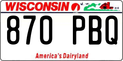 WI license plate 870PBQ