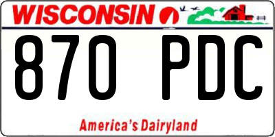 WI license plate 870PDC