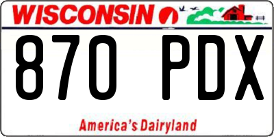 WI license plate 870PDX