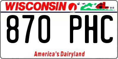 WI license plate 870PHC