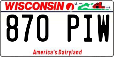 WI license plate 870PIW