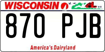 WI license plate 870PJB