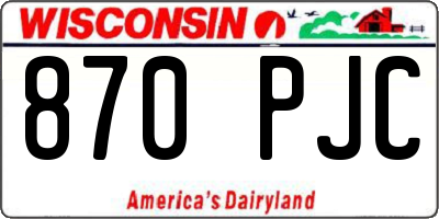 WI license plate 870PJC