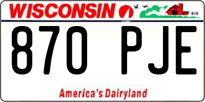 WI license plate 870PJE