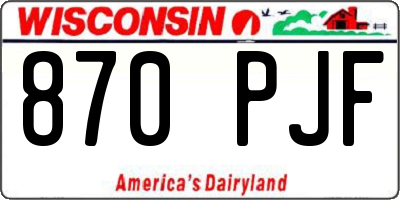 WI license plate 870PJF