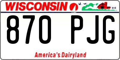 WI license plate 870PJG