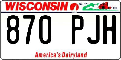 WI license plate 870PJH