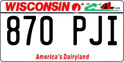 WI license plate 870PJI