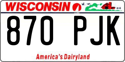 WI license plate 870PJK